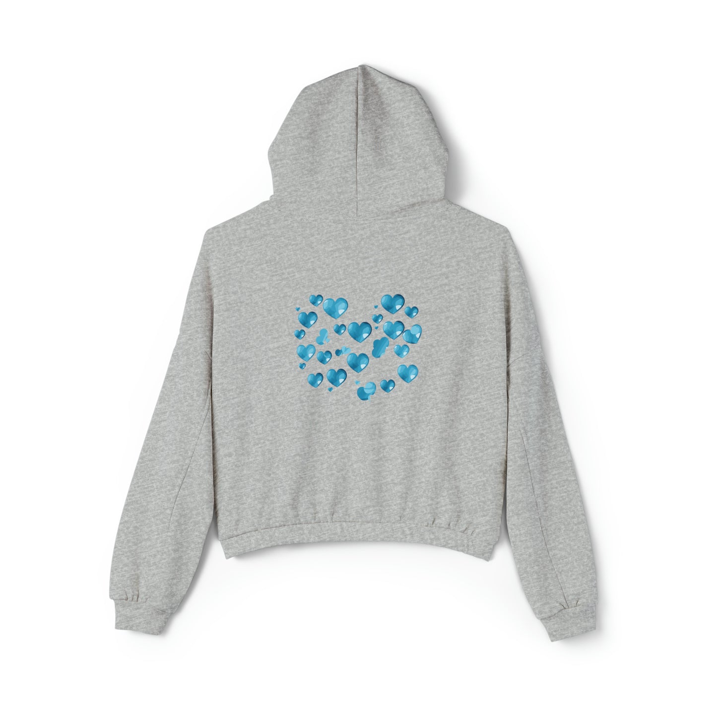 Valentine's best Gift, light blue hearts design Women's Cinched Bottom Hoodie