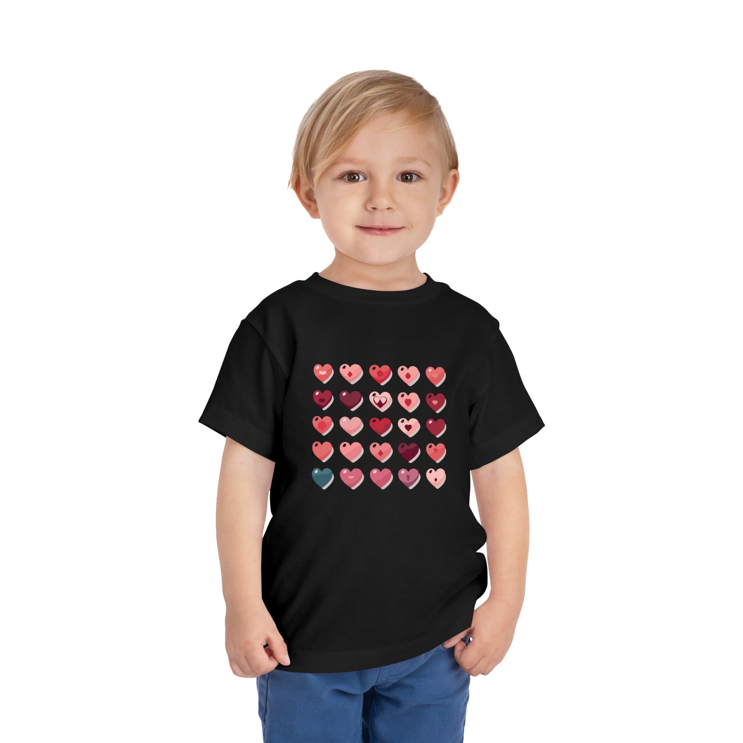 Valentine's multi color hearts shape design Toddler Short Sleeve Tee