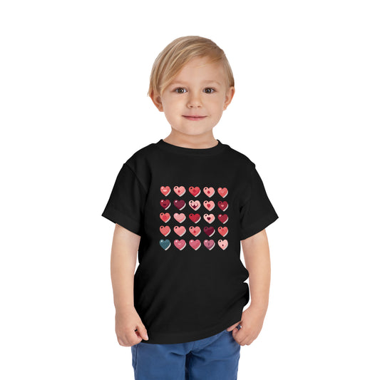 Valentine's multi color hearts shape design Toddler Short Sleeve Tee