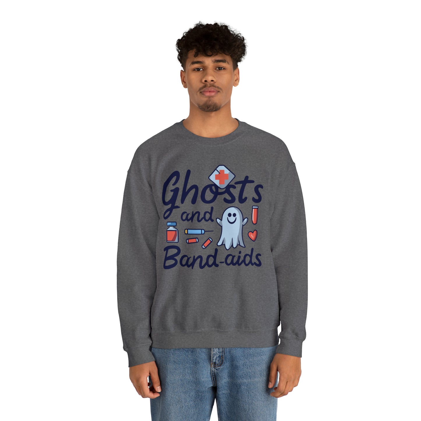 Ghost and Band-aids Nurse Sweatshirt, Spooky Season Halloween Sweatshirt, Winter Sweatshirt, Spooky Sweatshirt, Halloween Gifts