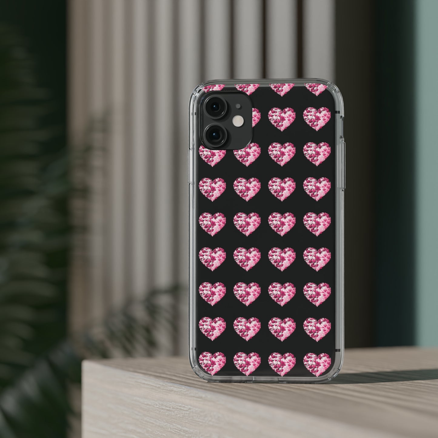 Valentine's Day, red heart shape design Clear Cases