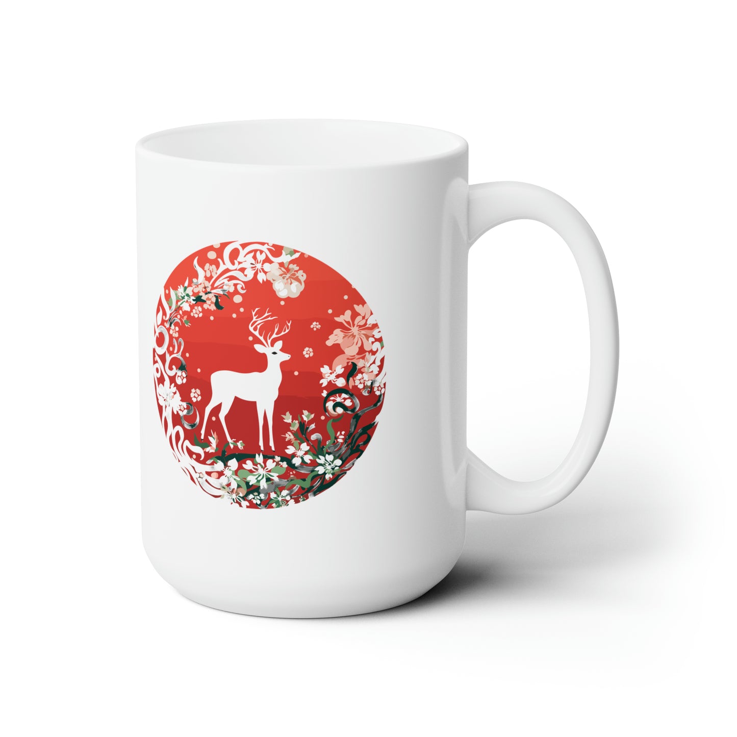 Holly Jolly reindeer in flourish mood, Christmas Ceramic Mug 15oz