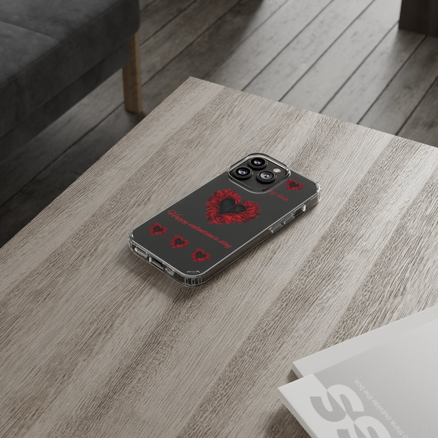 Valentine's day, red heart shapes Clear Cases