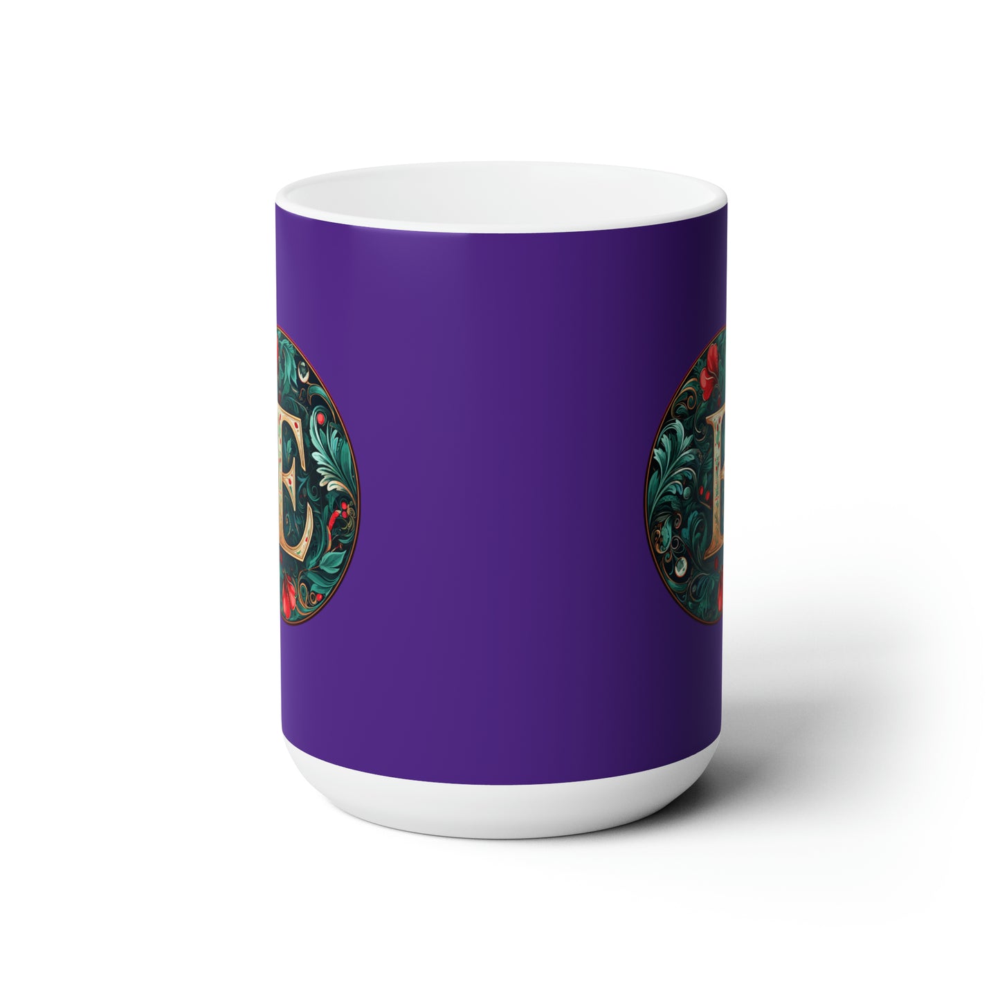 Christmas colorful Alphabet R design dark purple Ceramic Mug 15oz