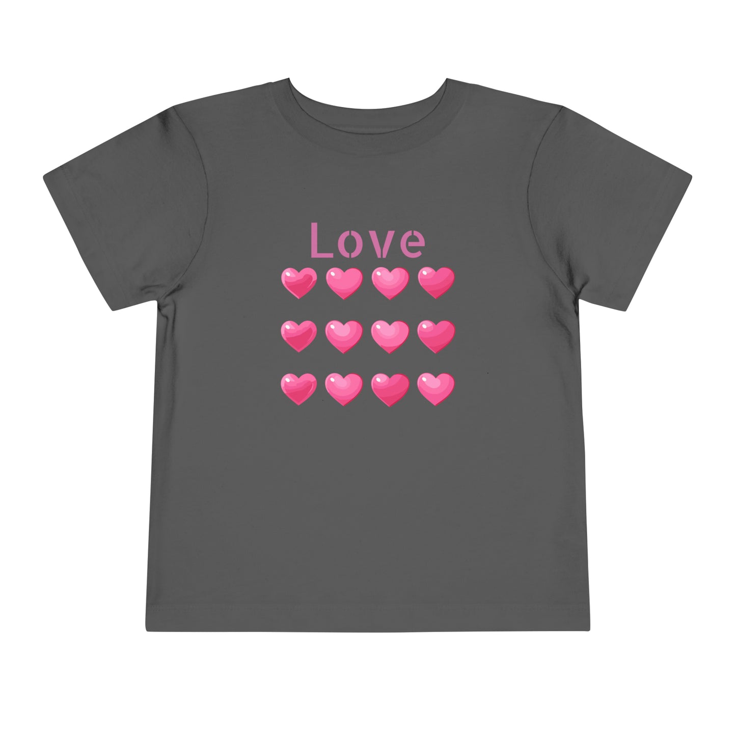 Valentine's pink color hearts shape design Toddler Short Sleeve Tee