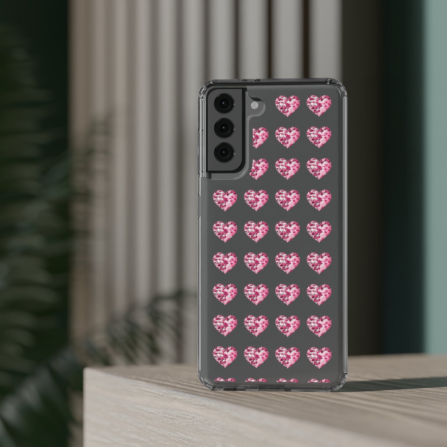 Valentine's Day, red heart shape design Clear Cases