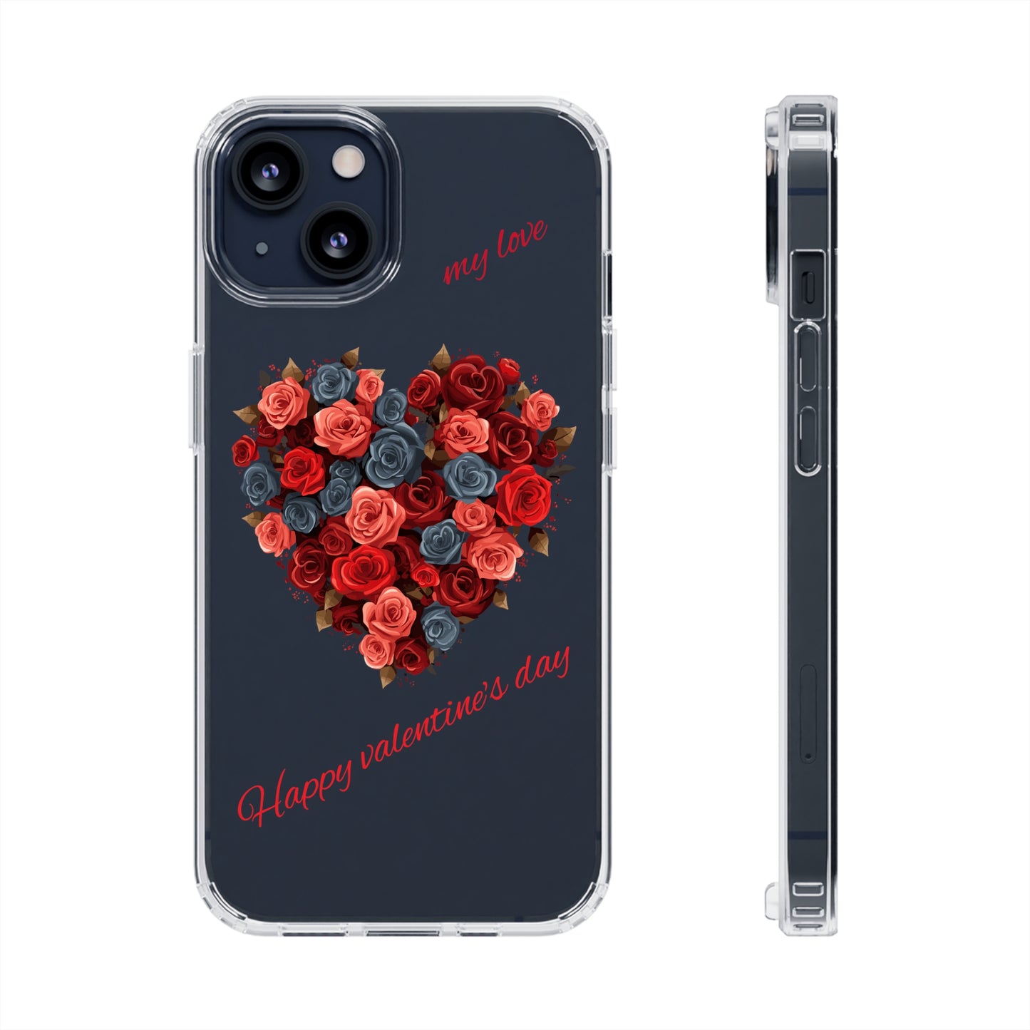 Valentine's Day, red heart shape design Clear Cases