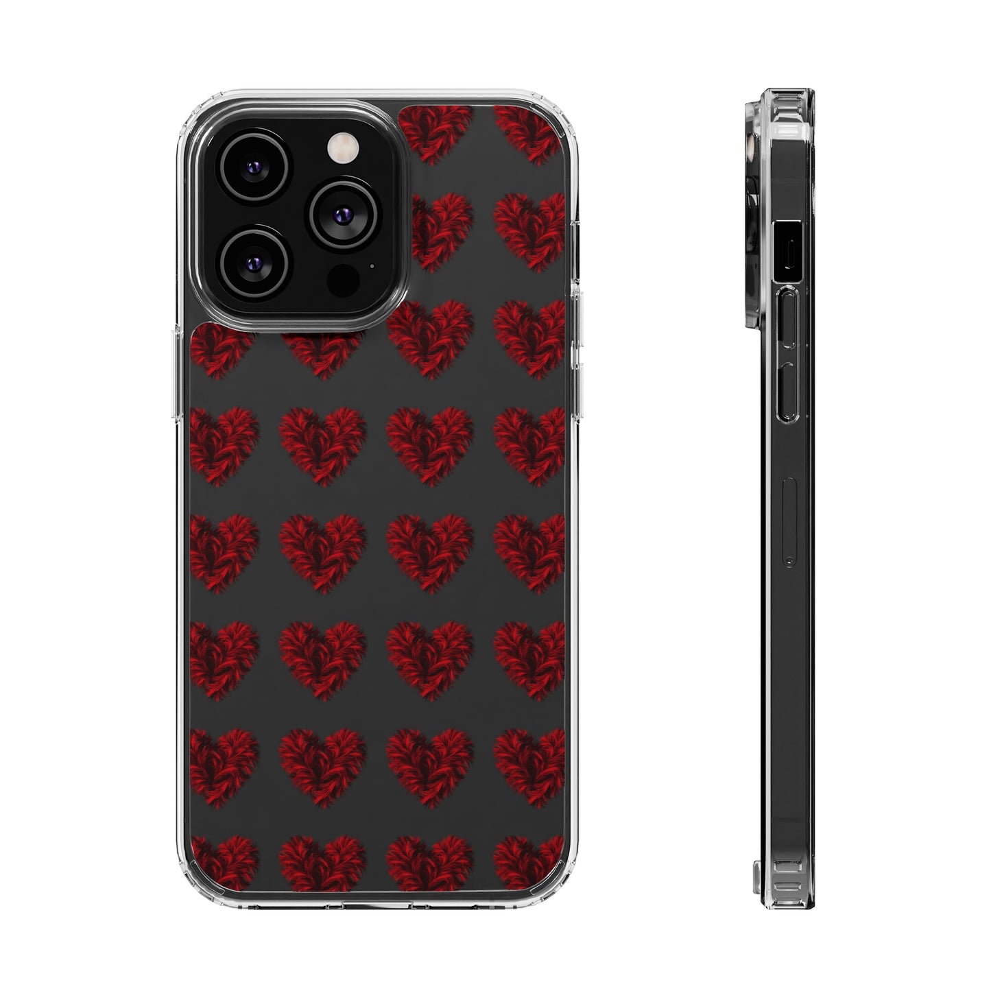 Valentine's Day, red heart shape design Clear Cases