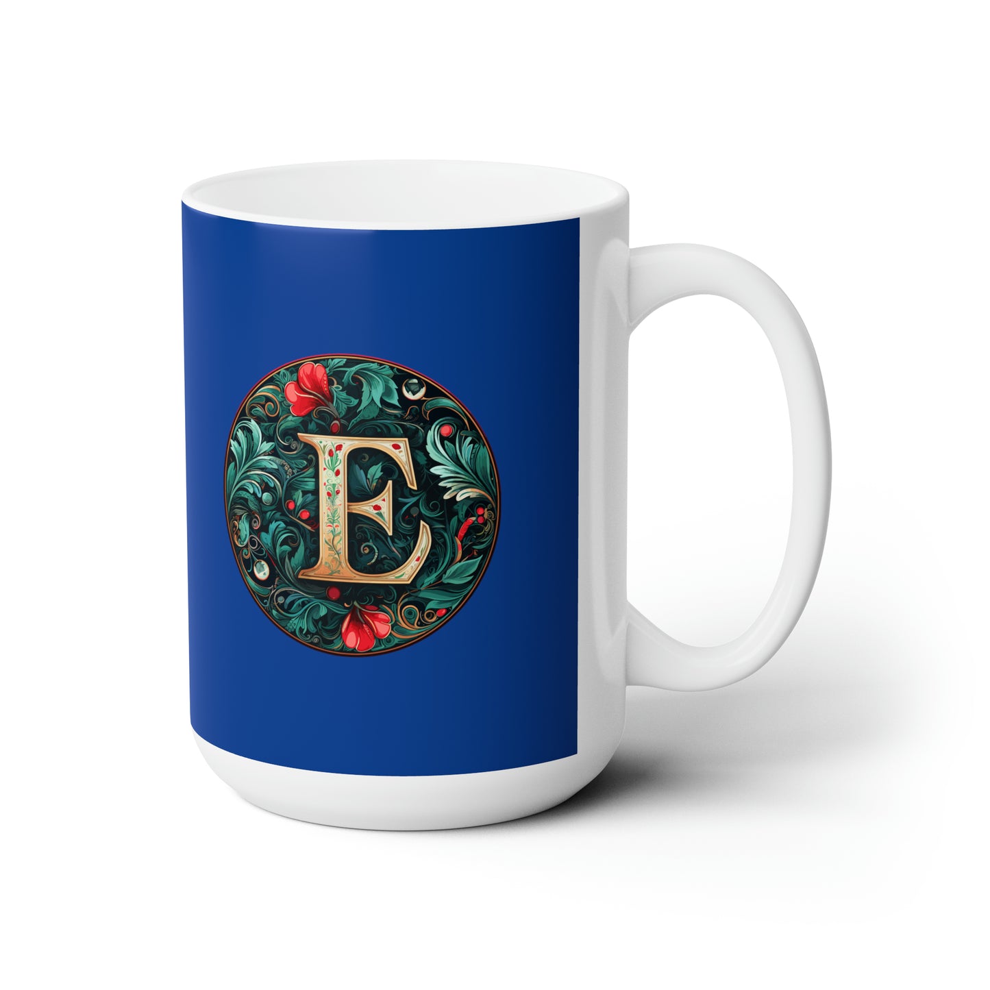 Christmas colorful Alphabet R design dark blue Ceramic Mug 15oz