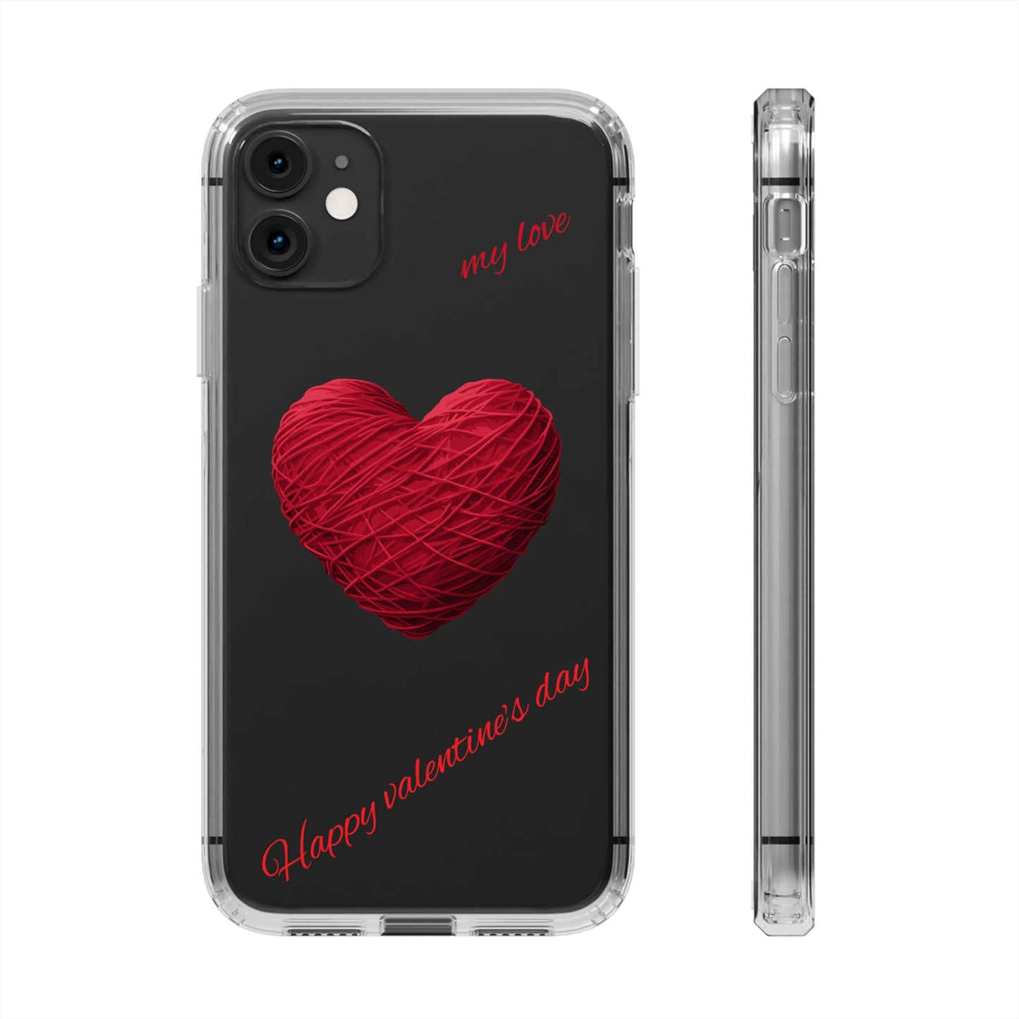 Valentine's Day, red heart shape design Clear Cases