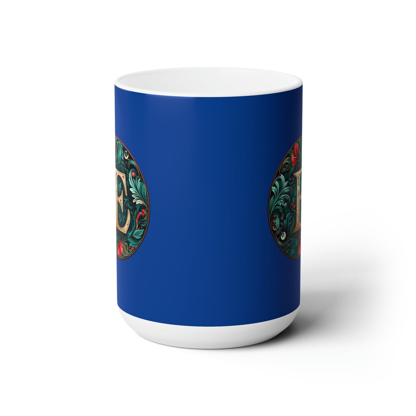 Christmas colorful Alphabet R design dark blue Ceramic Mug 15oz