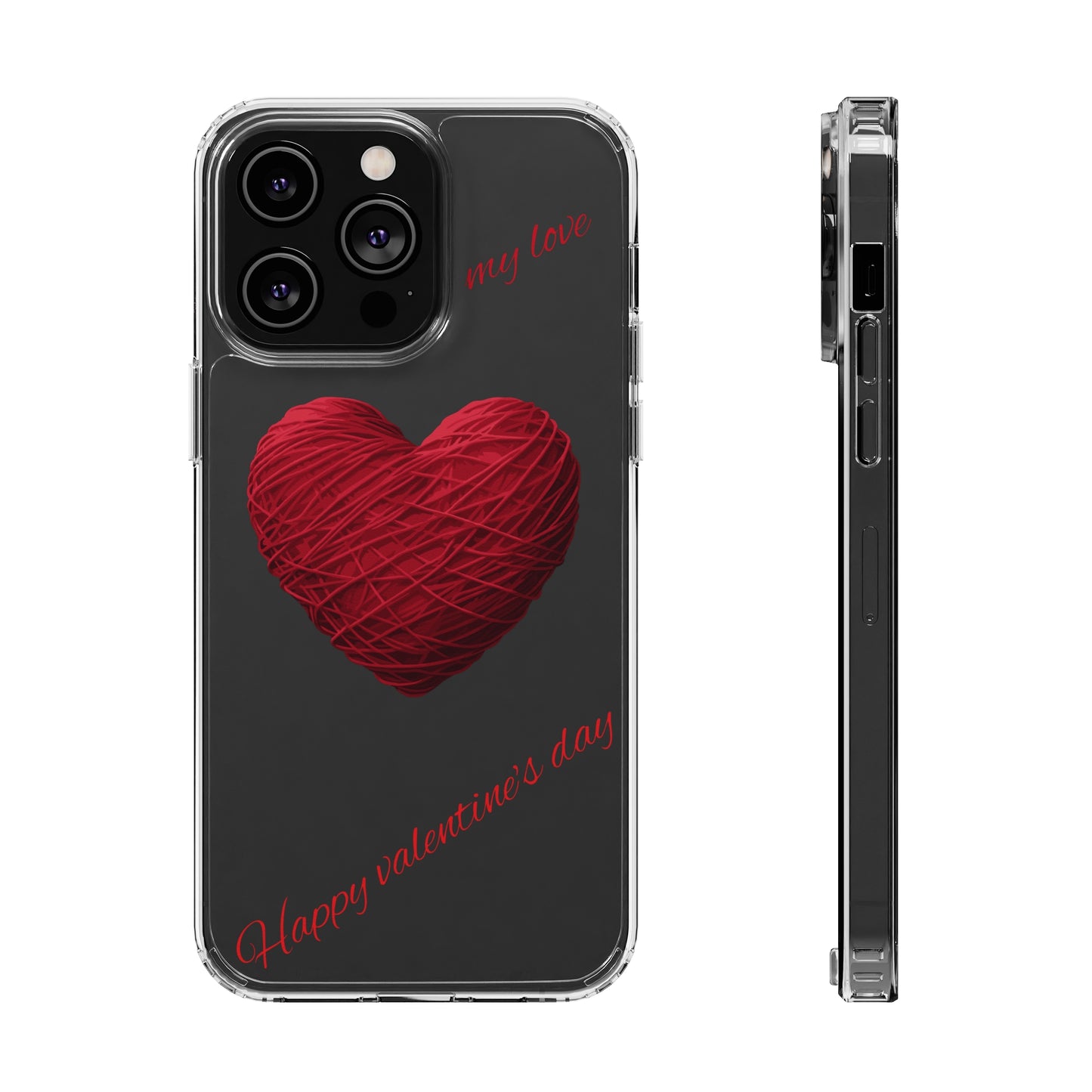 Valentine's Day, red heart shape design Clear Cases