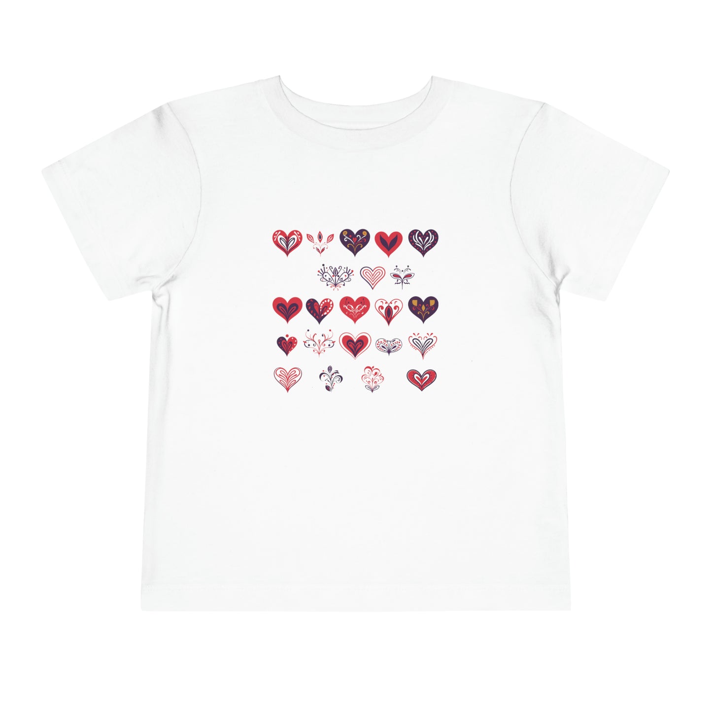 Valentine's Multi color hearts shape design Toddler Short Sleeve Tee