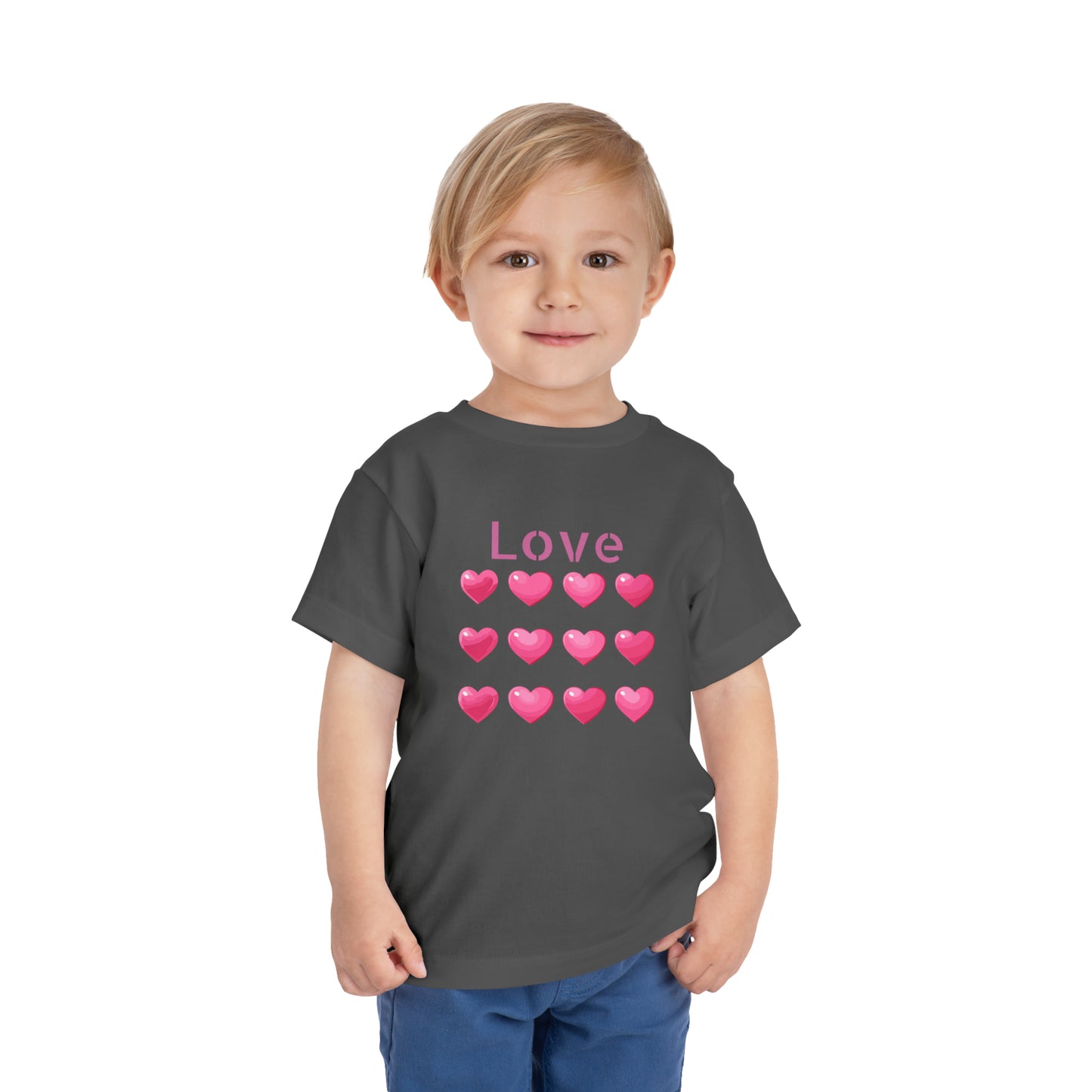 Valentine's pink color hearts shape design Toddler Short Sleeve Tee