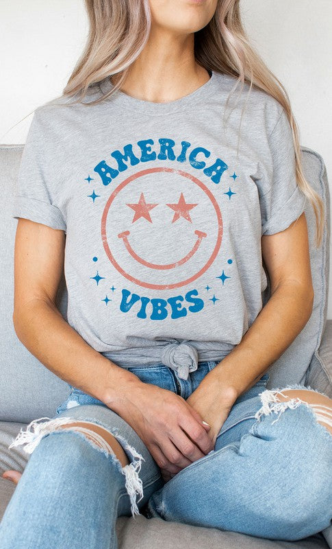 Vintage America Vibes Smiley Graphic Tee