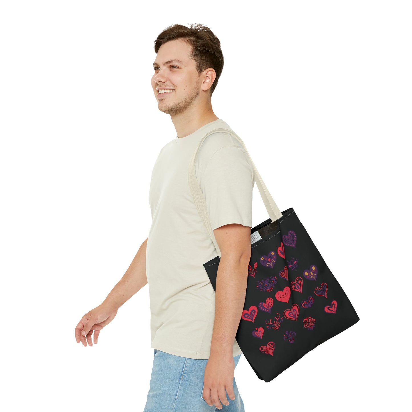 Valentine's black Tote Bag (AOP)