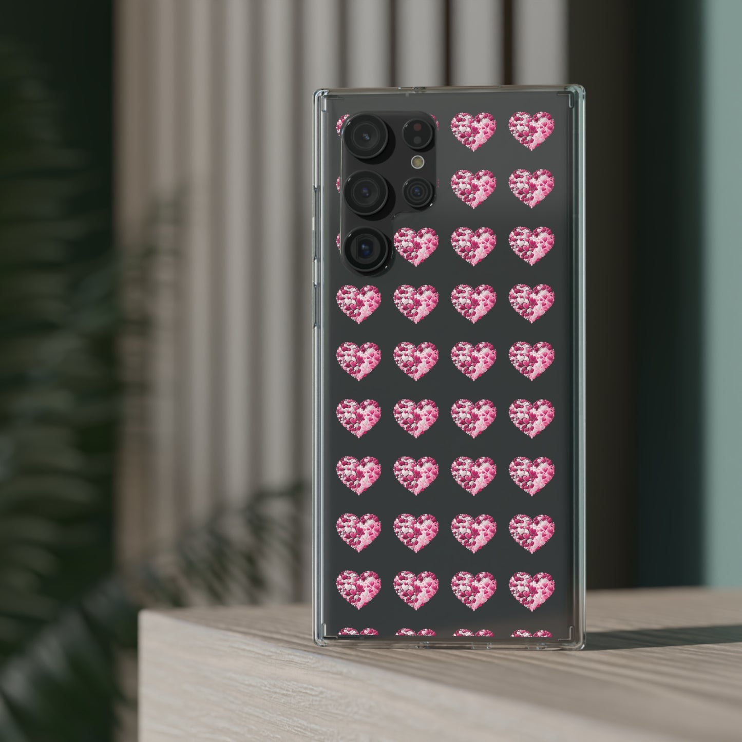 Valentine's Day, red heart shape design Clear Cases