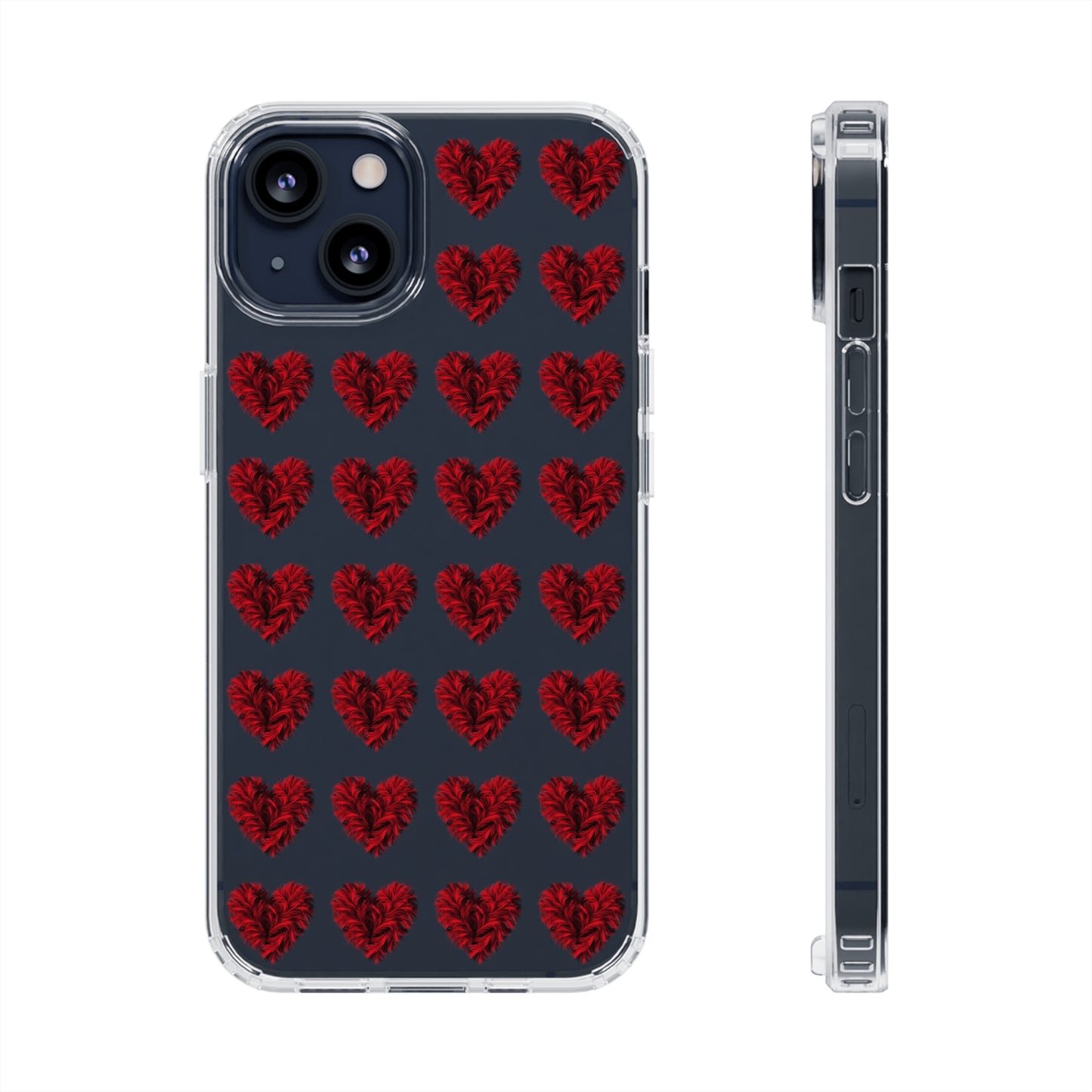 Valentine's Day, red heart shape design Clear Cases