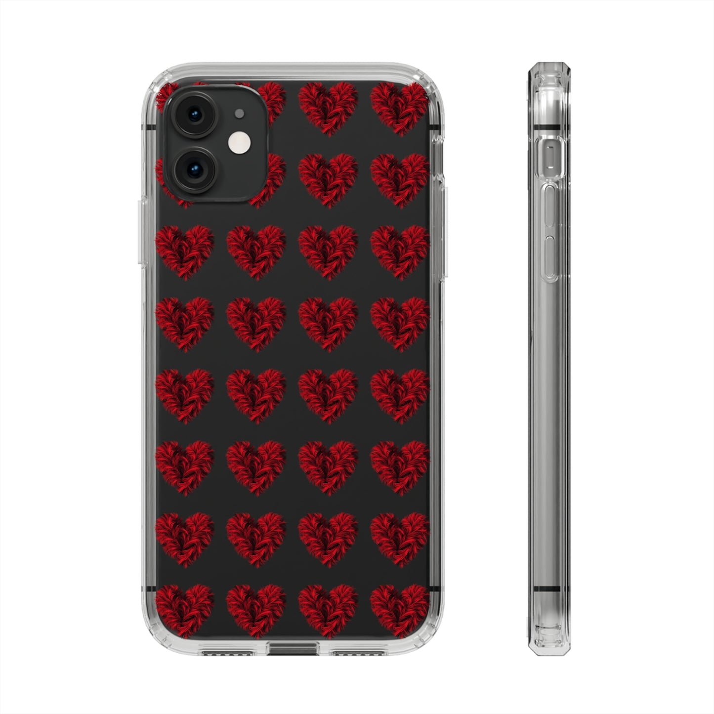 Valentine's Day, red heart shape design Clear Cases