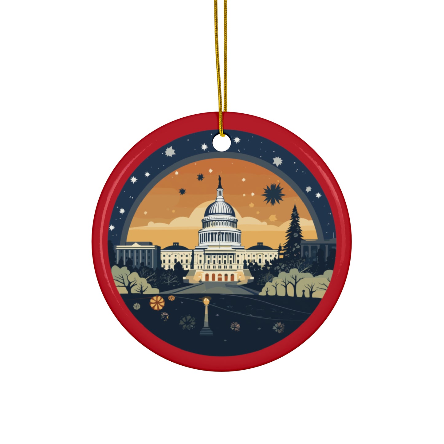 Washington DC Christmas Ceramic Ornaments (1pc, 3pcs, 5pcs, 10pcs)