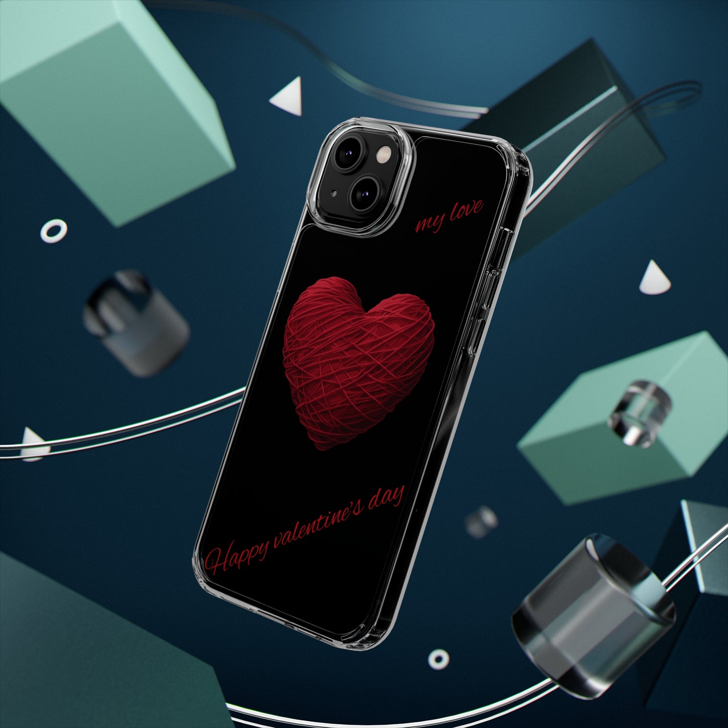 Valentine's Day, red heart shape design Clear Cases