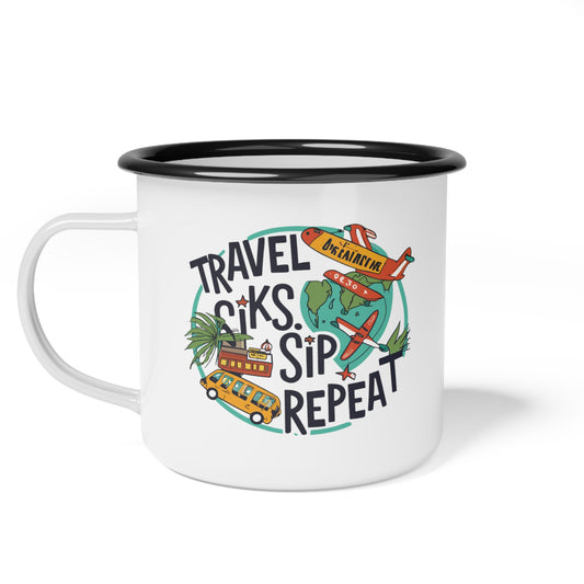 Enamel Camp Cup - Unique Travel, Sip, Repeat Travel Mug