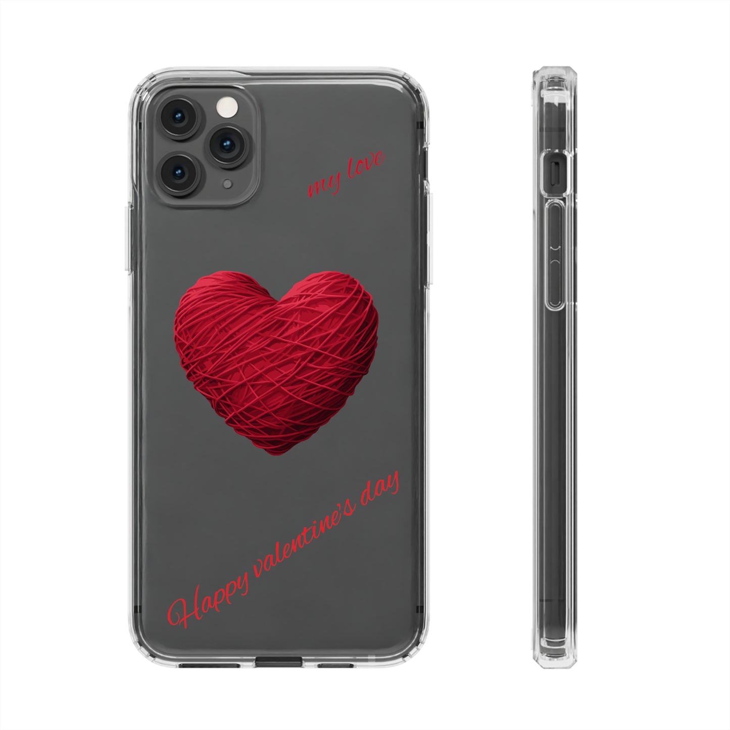 Valentine's Day, red heart shape design Clear Cases