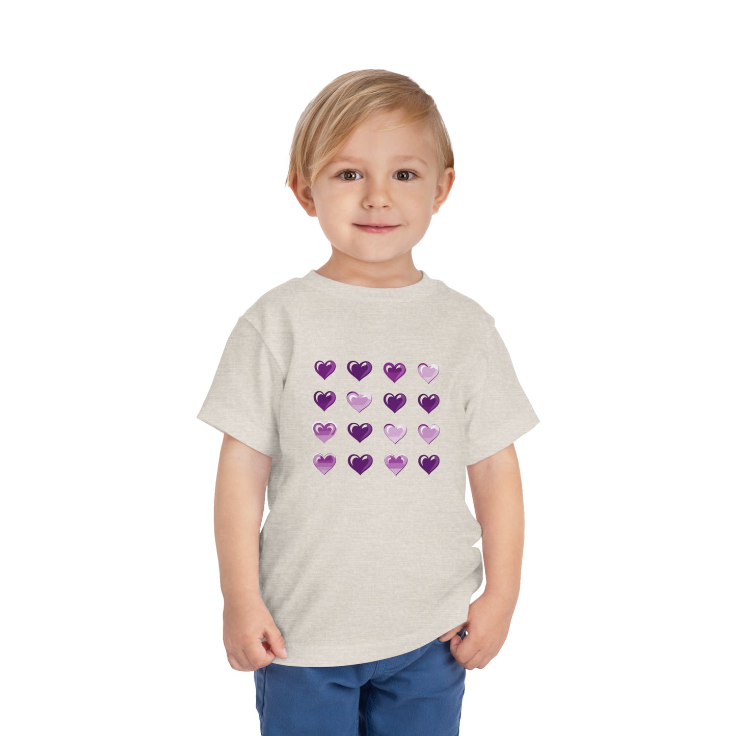 Valentine's purple and white hearts shape design Toddler Short Sleeve Tee