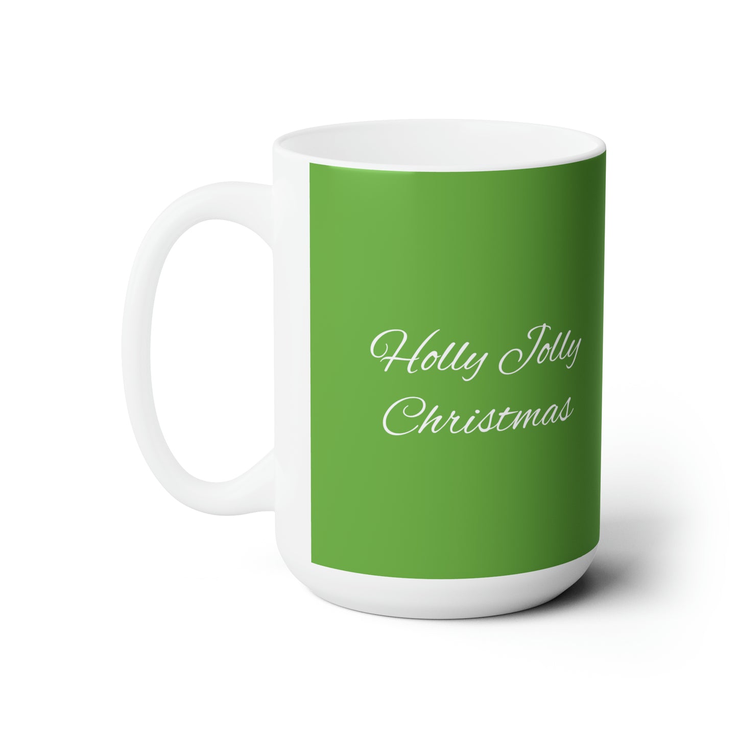 Holly Jolly reindeer in flourish mood, green Christmas Ceramic Mug 15oz