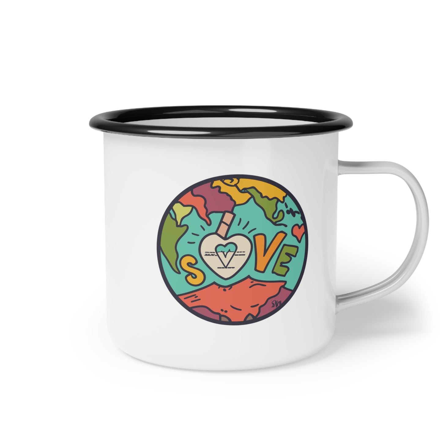 Enamel Camp Cup - Unique Home is Where the Heart Is Travel Mug