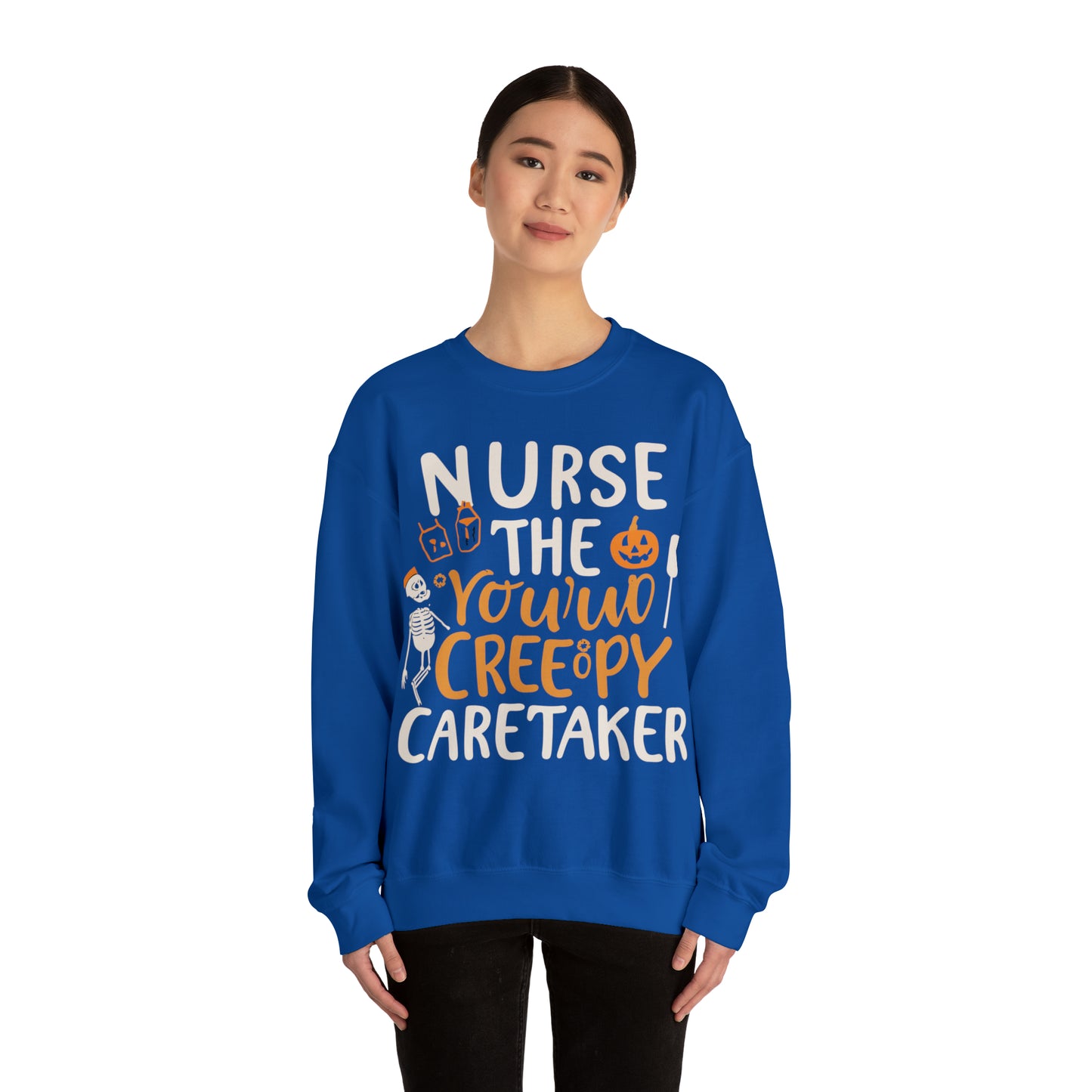 Nurse The Creepy Caretaker Halloween Sweatshirt, Spooky Season Halloween Sweatshirt, Halloween Costume, Spooky Sweatshirt, Halloween Gifts