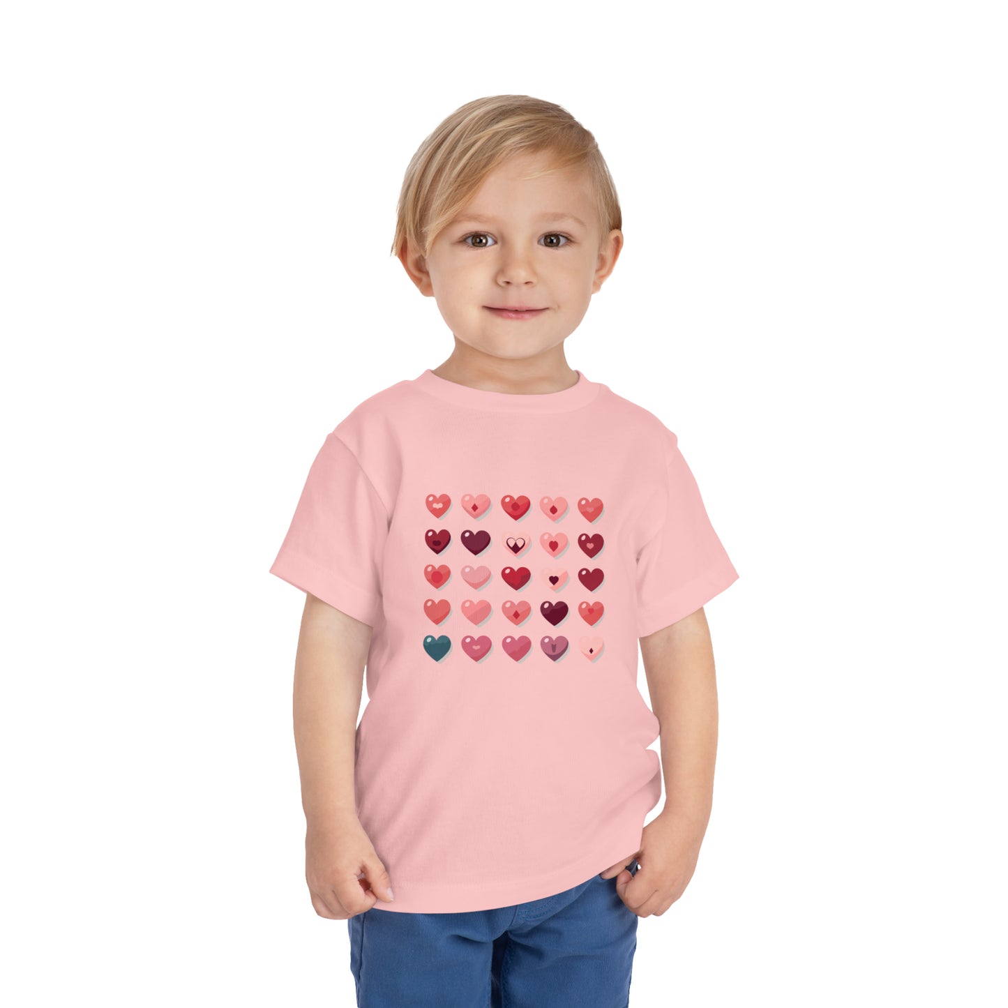 Valentine's multi color hearts shape design Toddler Short Sleeve Tee