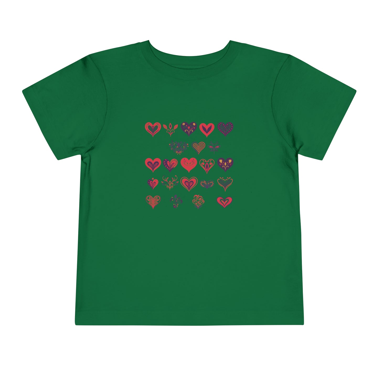 Valentine's Multi color hearts shape design Toddler Short Sleeve Tee