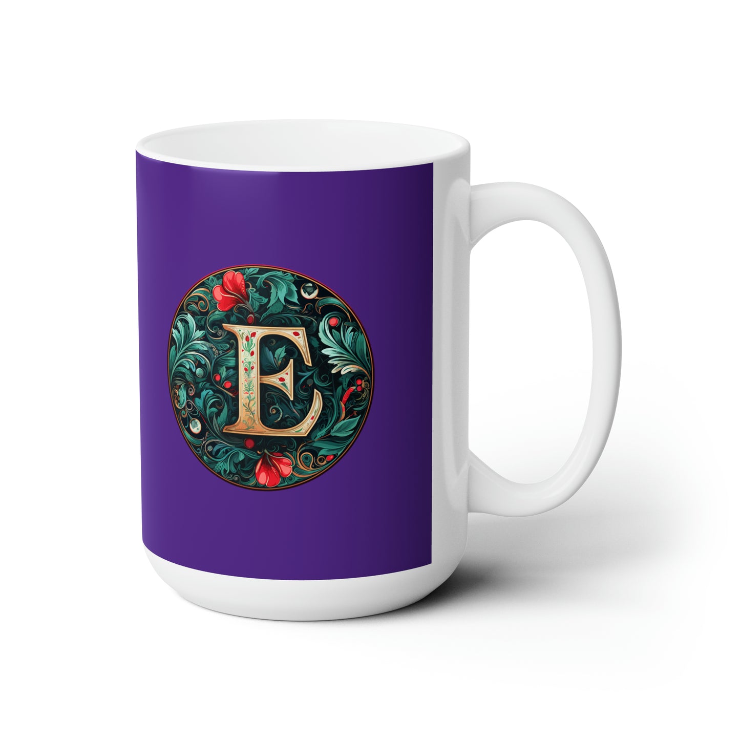 Christmas colorful Alphabet R design dark purple Ceramic Mug 15oz