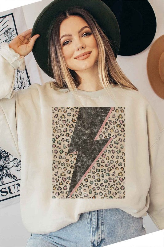 LEOPARD LIGHTNING GRAPHIC SWEATSHIRT