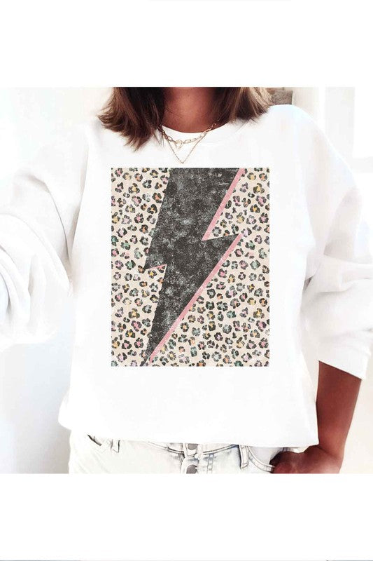 LEOPARD LIGHTNING GRAPHIC SWEATSHIRT