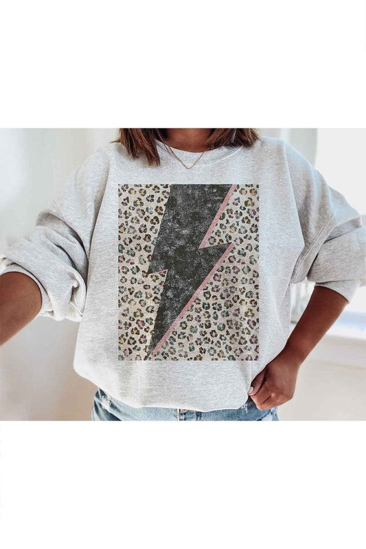 LEOPARD LIGHTNING GRAPHIC SWEATSHIRT