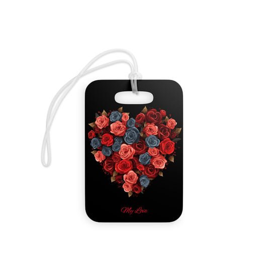 Valentine's Day Florals Black Luggage Tags