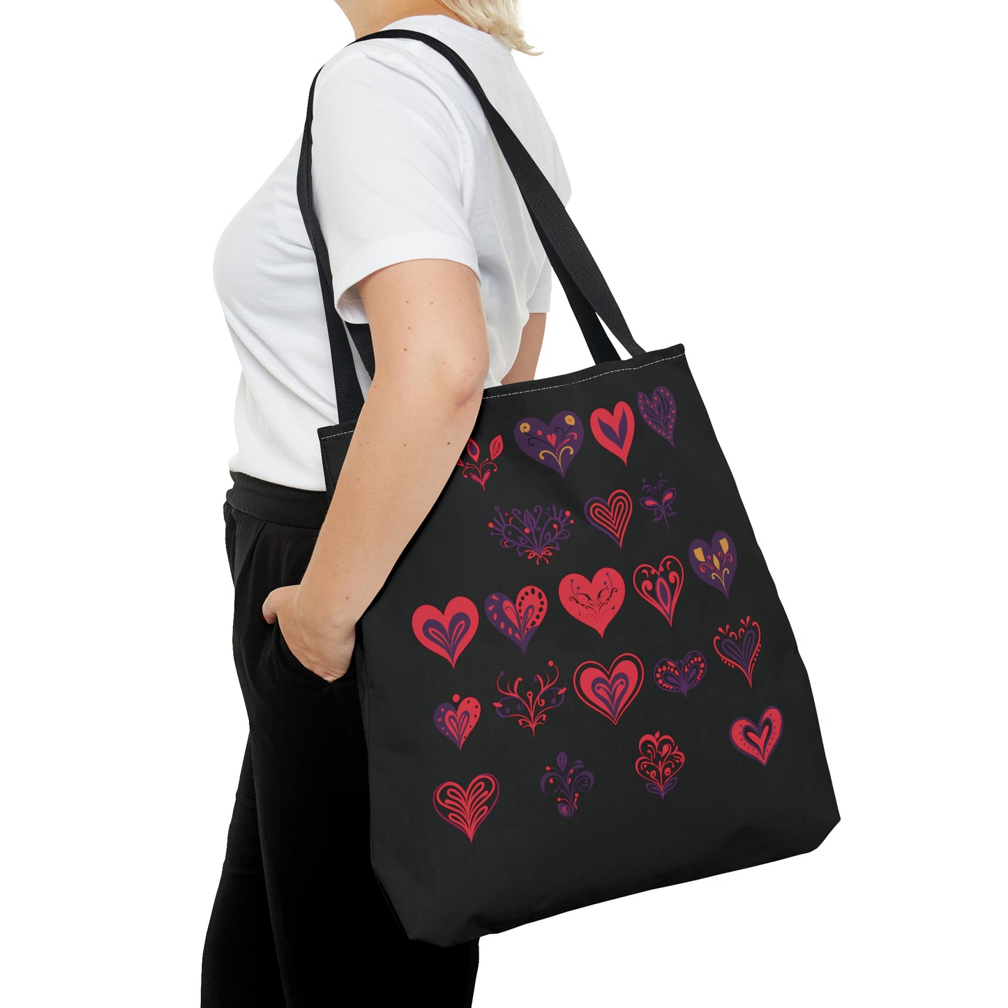 Valentine's black Tote Bag (AOP)