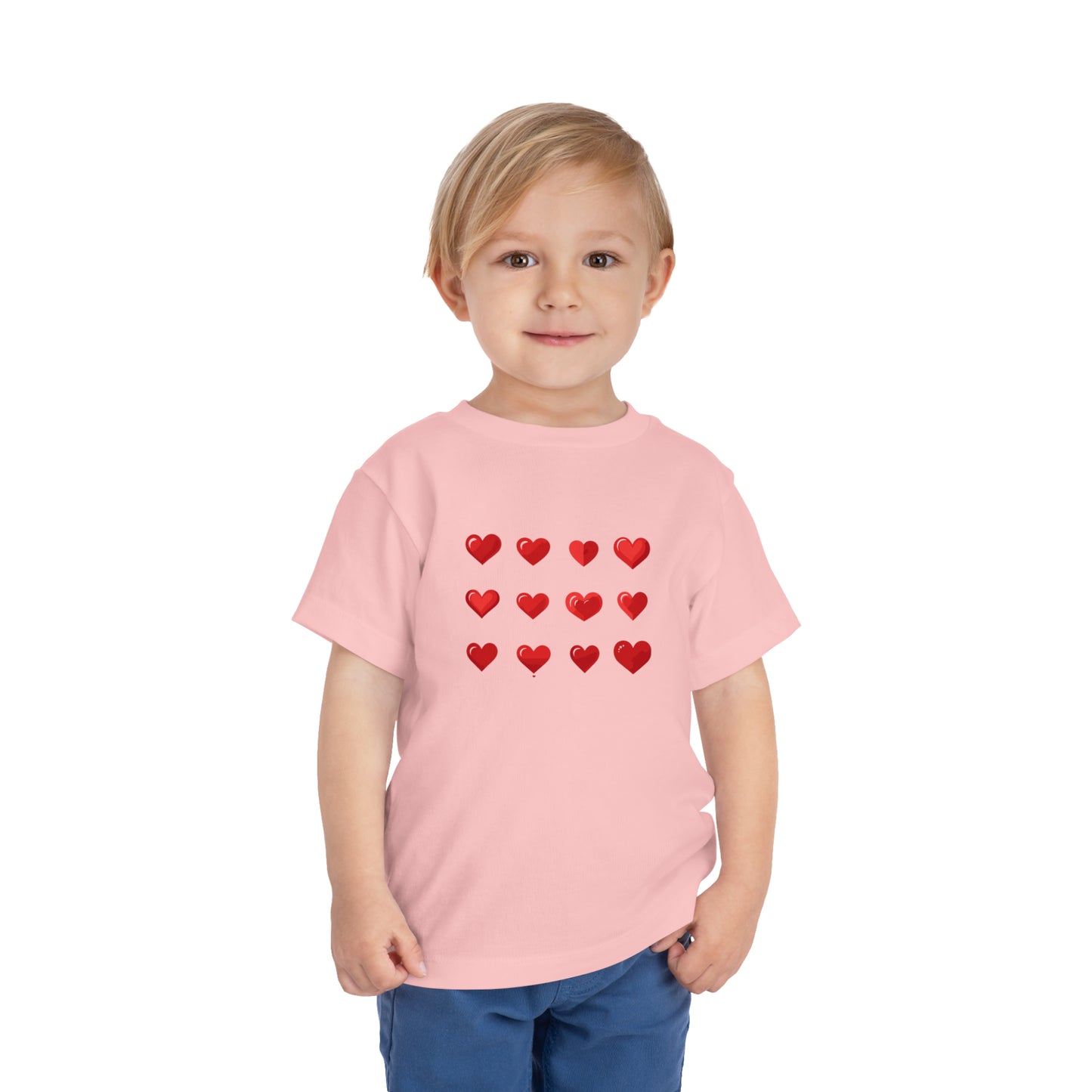 Valentine's Red hearts shape design Toddler Short Sleeve Tee