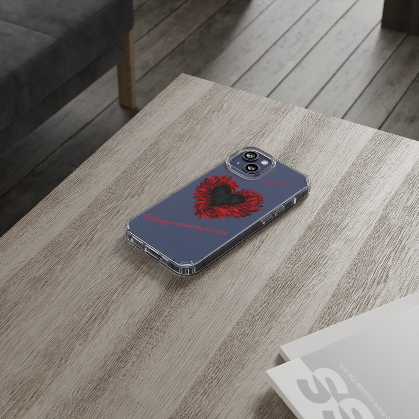 Valentine's Day, red heart shape design Clear Cases