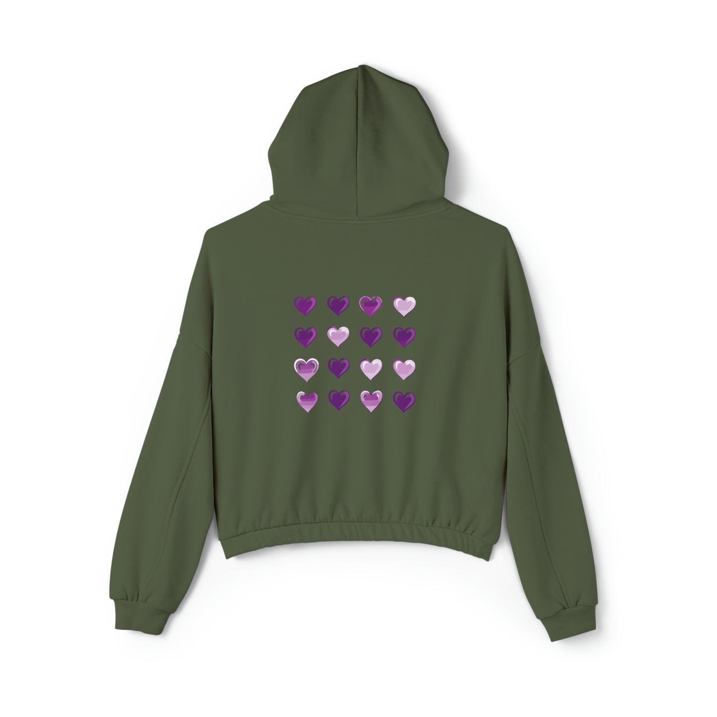 Valentine's best Gift, purple and white hearts design Women's Cinched Bottom Hoodie