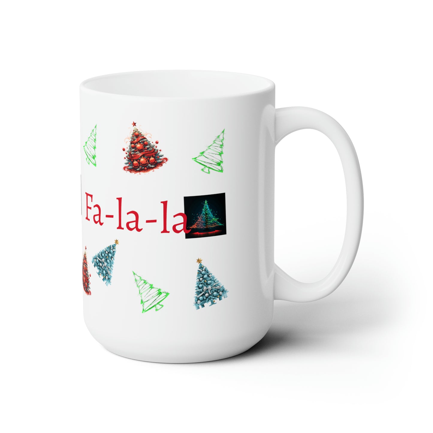 Fa-la-la Christmas white Ceramic Mug 15oz