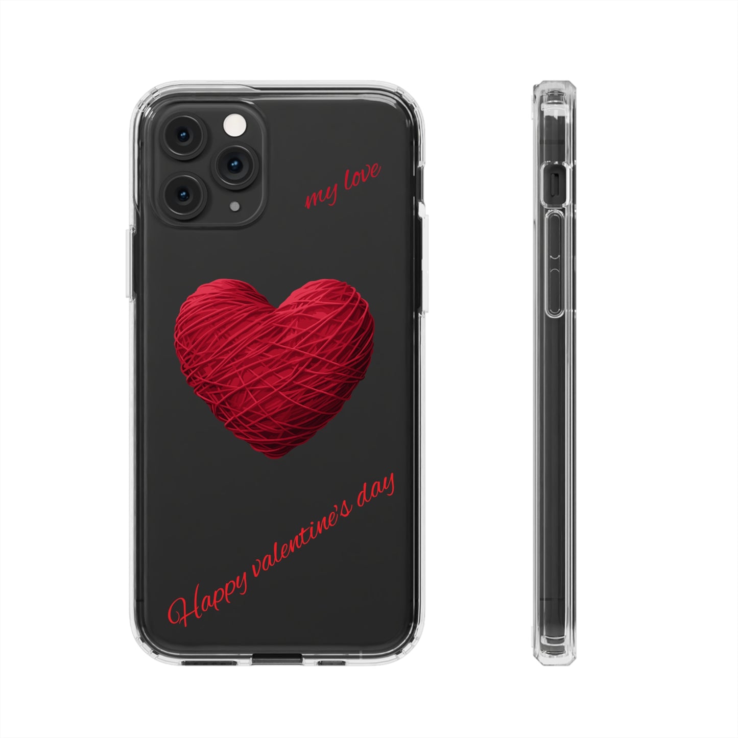 Valentine's Day, red heart shape design Clear Cases