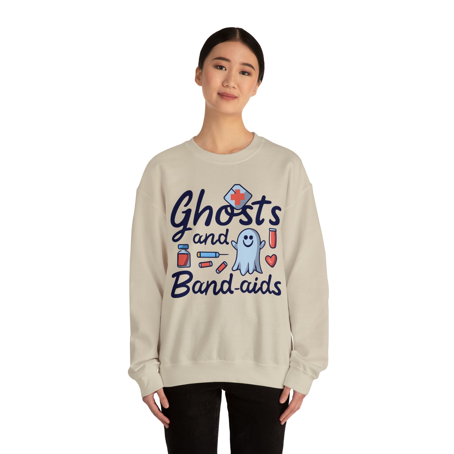 Ghost and Band-aids Nurse Sweatshirt, Spooky Season Halloween Sweatshirt, Winter Sweatshirt, Spooky Sweatshirt, Halloween Gifts