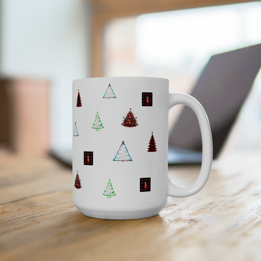 Christmas trees colorful design Ceramic Mug15oz