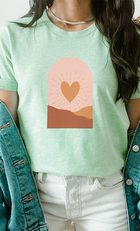 Boho Heart Sunrise Valentine Graphic Tee