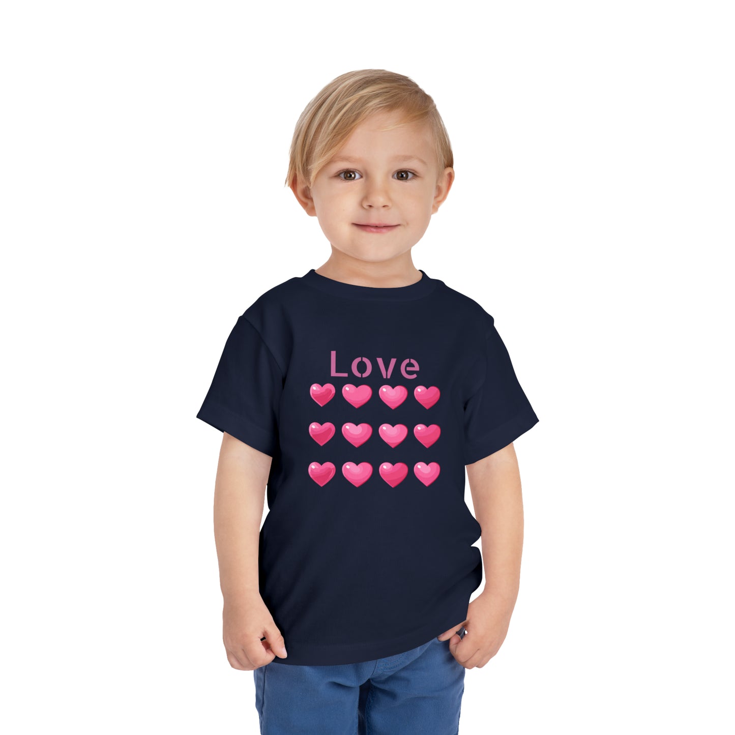 Valentine's pink color hearts shape design Toddler Short Sleeve Tee