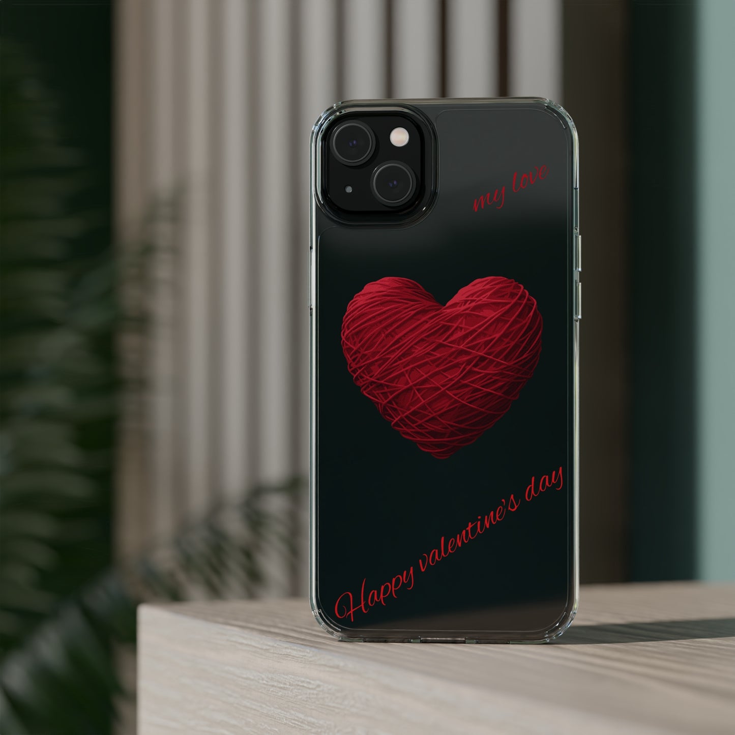 Valentine's Day, red heart shape design Clear Cases