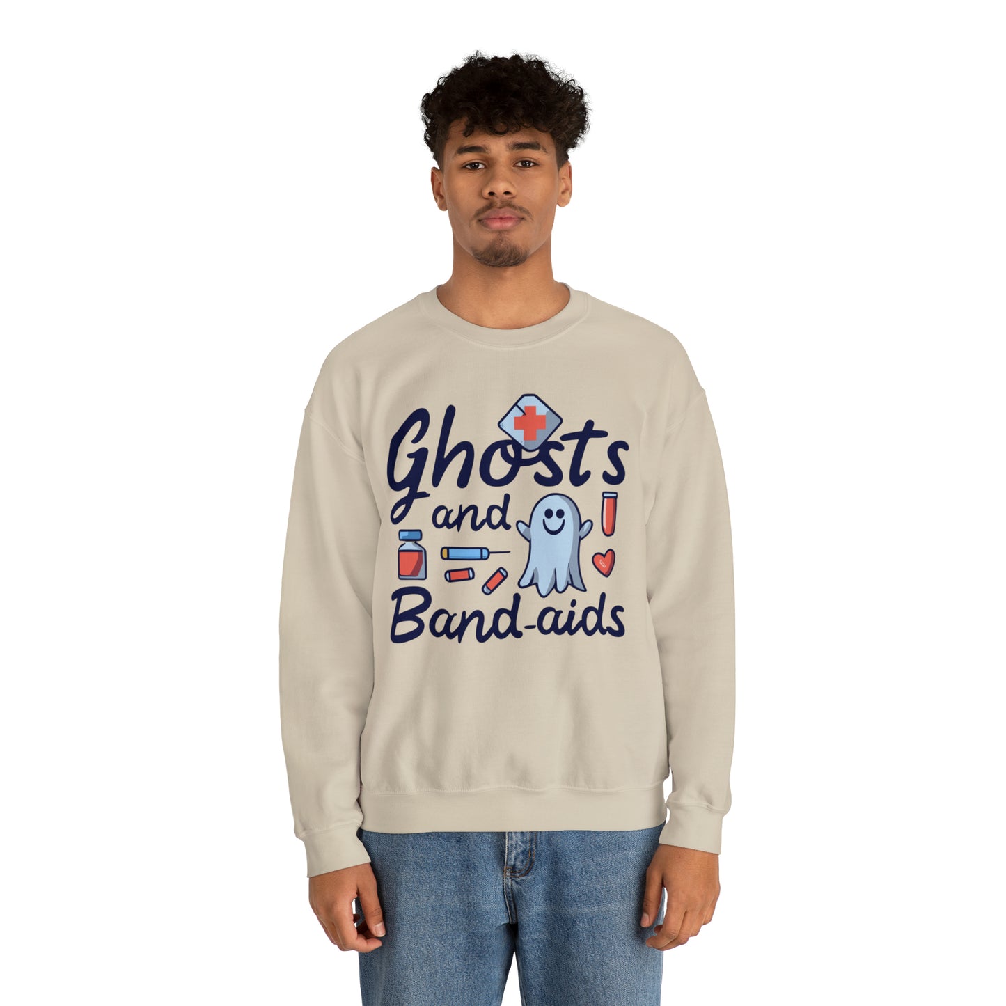 Ghost and Band-aids Nurse Sweatshirt, Spooky Season Halloween Sweatshirt, Winter Sweatshirt, Spooky Sweatshirt, Halloween Gifts